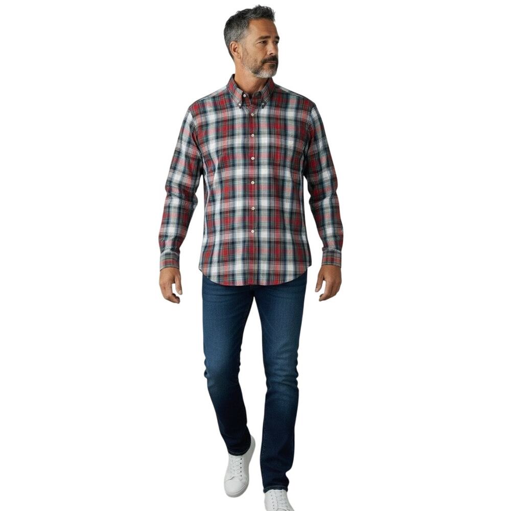 NEW Chaps Ralph Lauren Button Down Shirt in Red Blue Plaid Size Medium